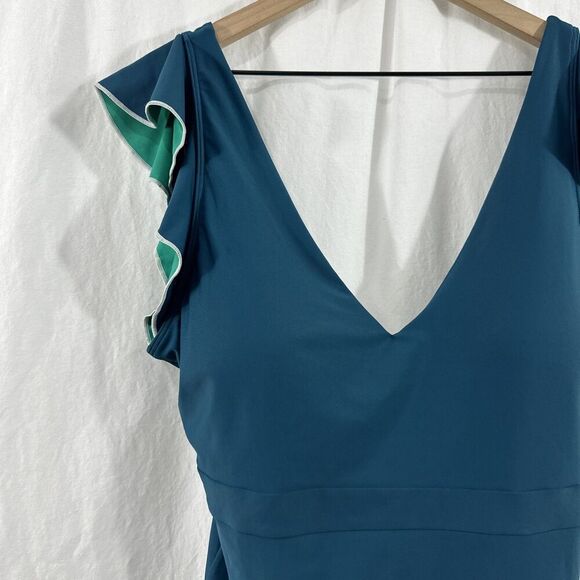 Summersalt The Ruffle Backflip Seaglass Seaweed Teal Swimsuit Womens 16 Beach - Picture 4 of 9